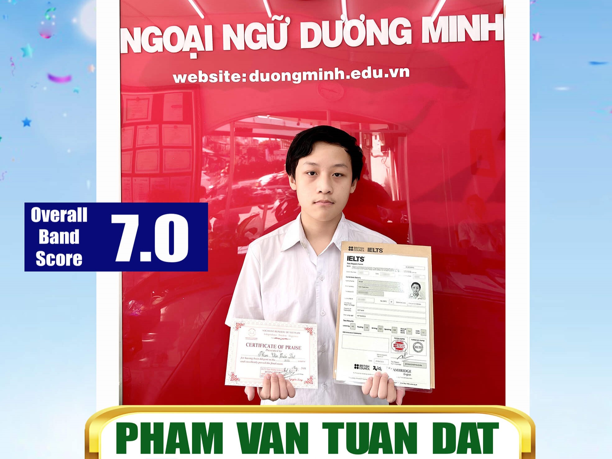 Vinh Danh Học Viên Lớp IELTS Chi Nhánh 1A-B Cộng Hòa, Tân Bình 